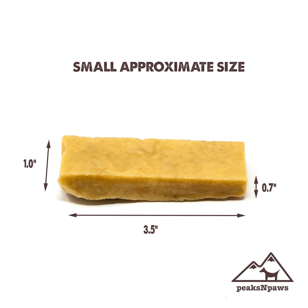 peaksNpaws Himalayan Yak Chews, High Protein Cheese Sticks, Lactose Free, Natural, Long Lasting Dog Treat for Aggressive Chewers Under 15 lbs, 4 Small Treat Sticks, 100% Eco-Friendly Packaging