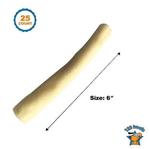 123 Treats Cow Tails for Dogs 5-6" - (25 Count) 100% Natural Long Lasting Chew Treats for Dogs, High Protein Beef Bull Sticks, Single Ingredient, Sourced from Free Range Grass-Fed Cattle