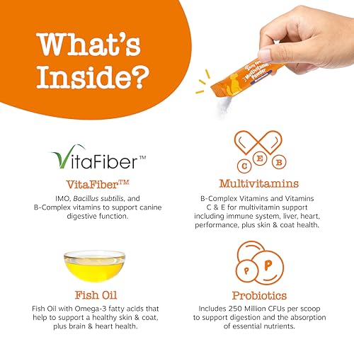 Zesty Paws 10-in-1 Dog Multivitamin Powder - Gut, Immune, Joint, Skin & Coat Support, and More - Dog Vitamins and Supplements Powder - Pet Supplements with Omega Fish Oil & VitaFiber - Salmon - 30 Ct