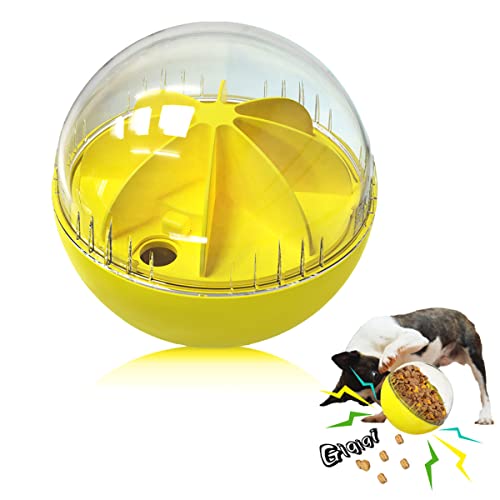 Kubatis Dog Toys - Interactive Puzzle Feeder Balls for Large Dogs, Funny Squeaky Toys for Chewers (Yellow)