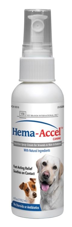 Hema-Accel Canine Wound Care Spray for Dogs, 4 oz – Natural Pet Skin Treatment for Hotspots, Cuts, Burns, Itch Relief, Itchy Skin, First Aid, Dog Wound Spray, Aloe Vera, Coconut Oil, Vitamin E