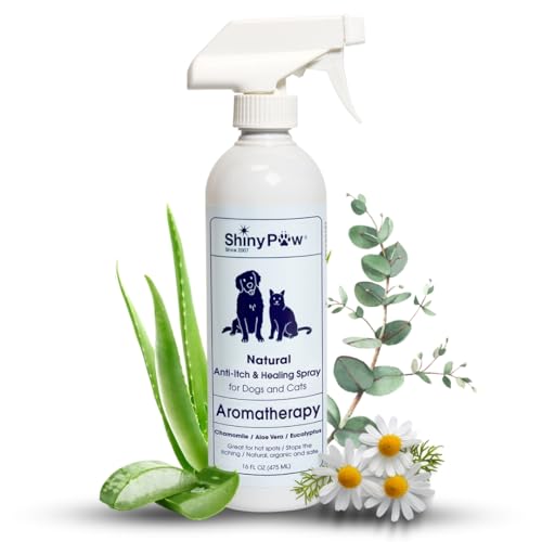 Dog Itch Relief Spray by Shiny Paw 16 oz | Aloe Vera & Eucalyptus Skin Itch Remedy | Dog Hot Spot Spray | Natural Anti Itch Spray for Pets | Dog Itchy Skin Relief | Made in USA