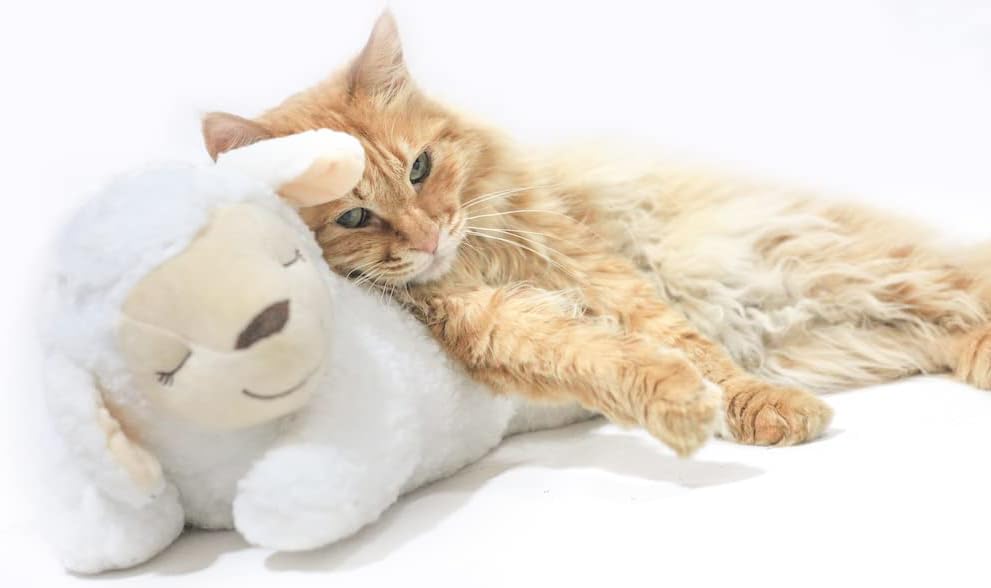 HonourHope Dog Heartbeat Toy for Anxiety Relief, Soft Plush Pet Calming Aid - Sheep