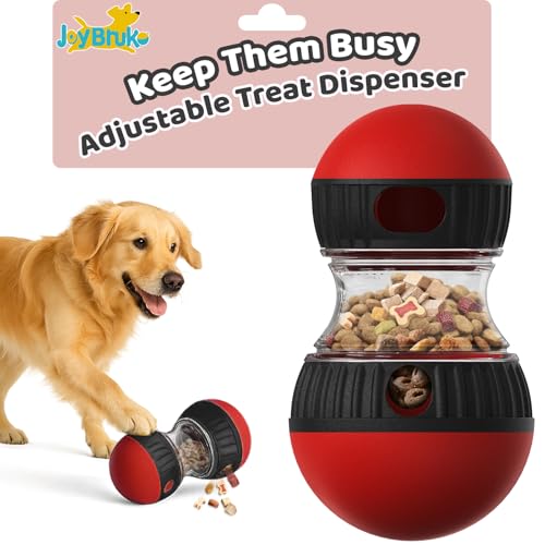 JoyBruko Interactive Dog Treat Puzzle Toys, Treat Dispensing Dog Enrichment Toys to Keep Them Busy, Adjustable Puppy Puzzle Feeder for Smart Dogs, Cognitive Toy for Small Medium Large Breed, Red
