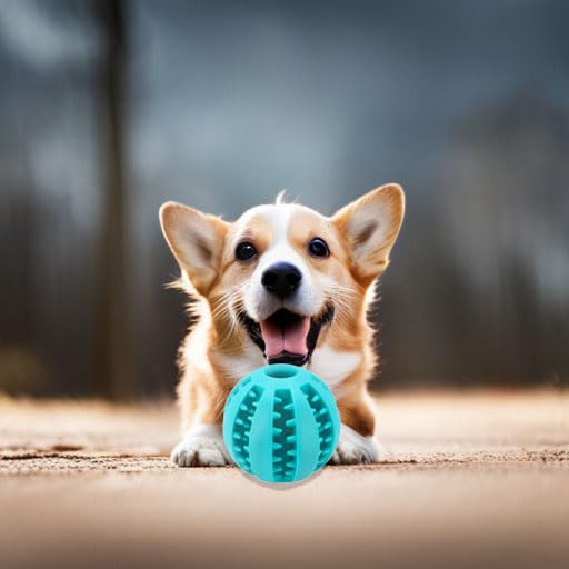 2 Pcs Non-Toxic Rubber Dog Toy Ball, 2.75 inch Durable & Tough Rubber Dog Treat Dispensing Puzzle Ball Chew Toy & IQ Training Toy for Small & Medium Sized Dogs (Blue & Turquoise)