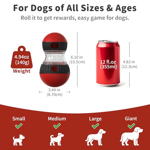 JoyBruko Interactive Dog Treat Puzzle Toys, Treat Dispensing Dog Enrichment Toys to Keep Them Busy, Adjustable Puppy Puzzle Feeder for Smart Dogs, Cognitive Toy for Small Medium Large Breed, Red