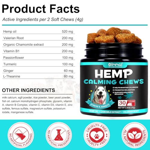 VCTSOF Calming Chews for Dogs 30 Cherws, Dog Calming Treats, Helps with Dog Anxiety, Separation, Barking, Stress Relief, Melatonin for Dogs, Sleep Calming Aid, All Breeds & Sizes (Pekingduck-30Chews)