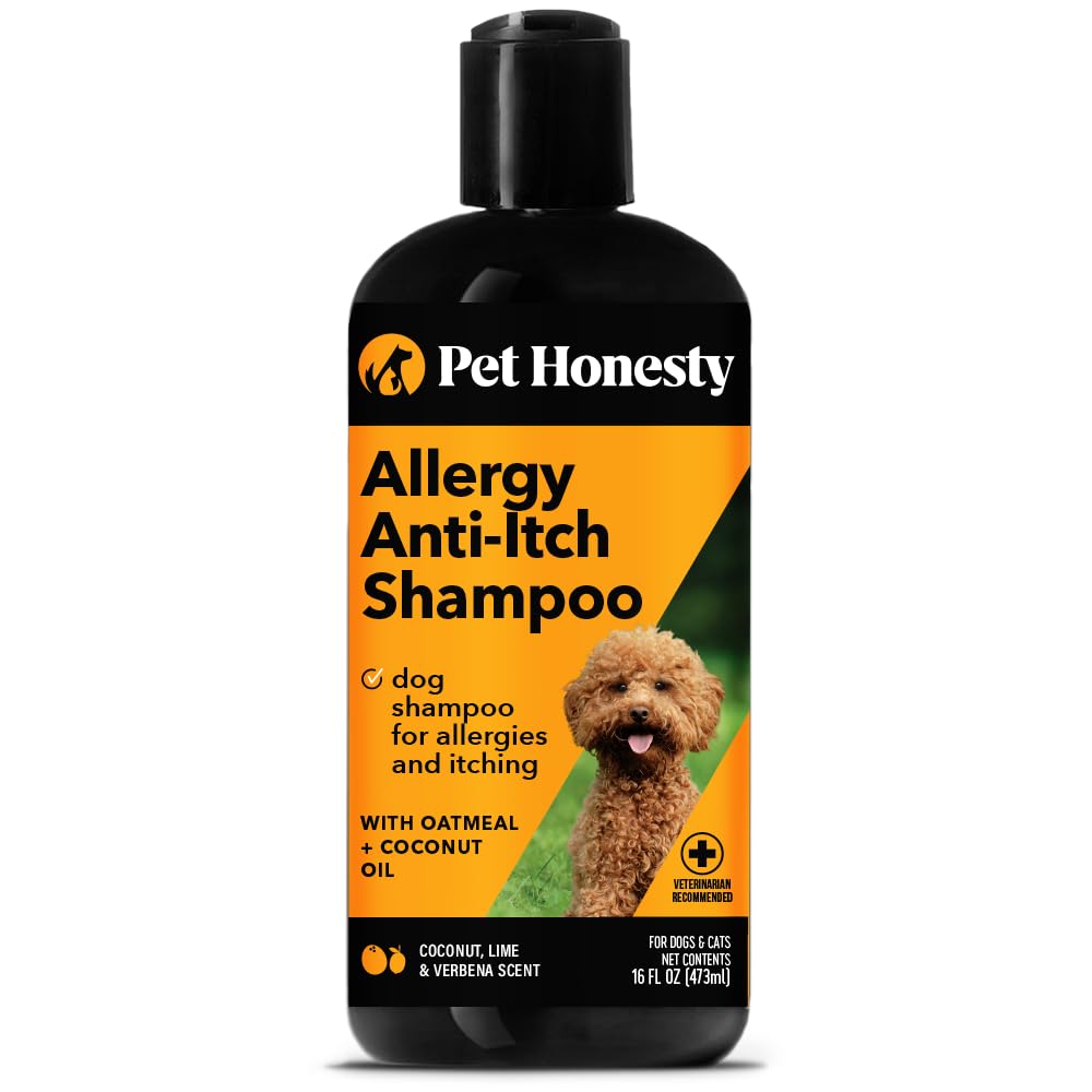 Dog Allergy Relief Seasonal Itch Relief Shampoo for Dogs and Cats - Dog Skin and Coat Supplement, Itch Support for Dogs, Moisturizing and Hydrating Coconut Oil + Vitamin E (16 oz)