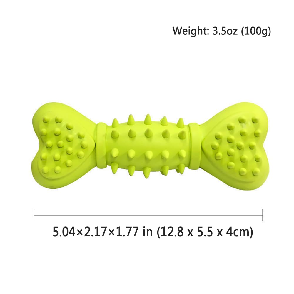 RUIFANDAHK Squeaky Toys Bone Shape Yellow Puppy Teething Toys Dog Toys for Aggressive Chewers Natural Rubber Chew Toys for Small/Medium Dogs Dog