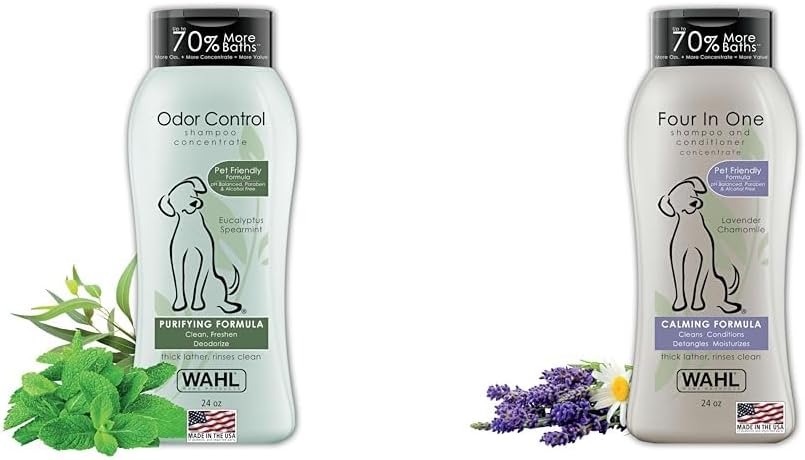 Wahl USA Dog Shampoo Bundle - Odor Control & Calming Formulas - 24 Oz