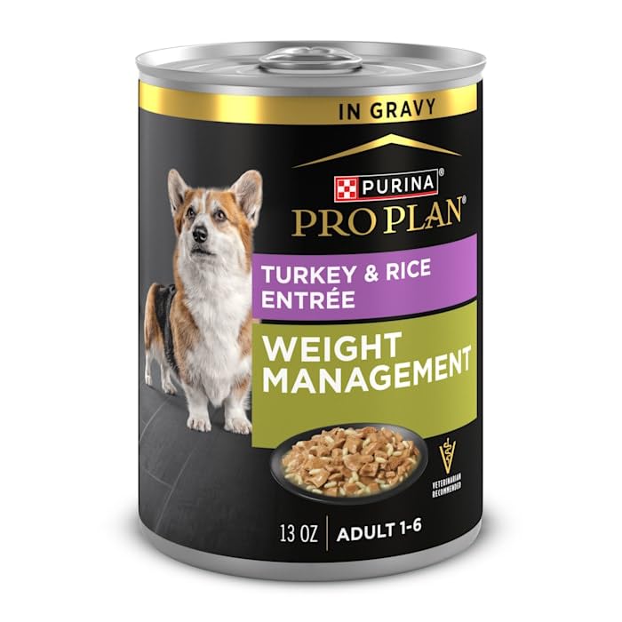 Purina Pro Plan Weight Management Wet Dog Food Turkey and Rice Entree in Gravy - (Pack of 12) 13 oz. Cans