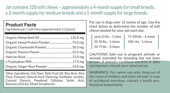 Prepaw Calming Hemp Soft Chews for Dogs - Natural Calming Treats with Organic Hemp Seed Oil, Chamomile, Valerian Root & Passion Flower - Anxiety & Stress Relief Bites | USA Made, 120 Soft Chews