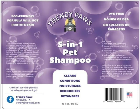 5-in-1 Dog Shampoo & Conditioner: Cleans, Conditions, moisturizes, deodorizes, detangles. 98.25% from Natural Sources. Eco-Friendly, Light Citrus Scent. 16 oz.