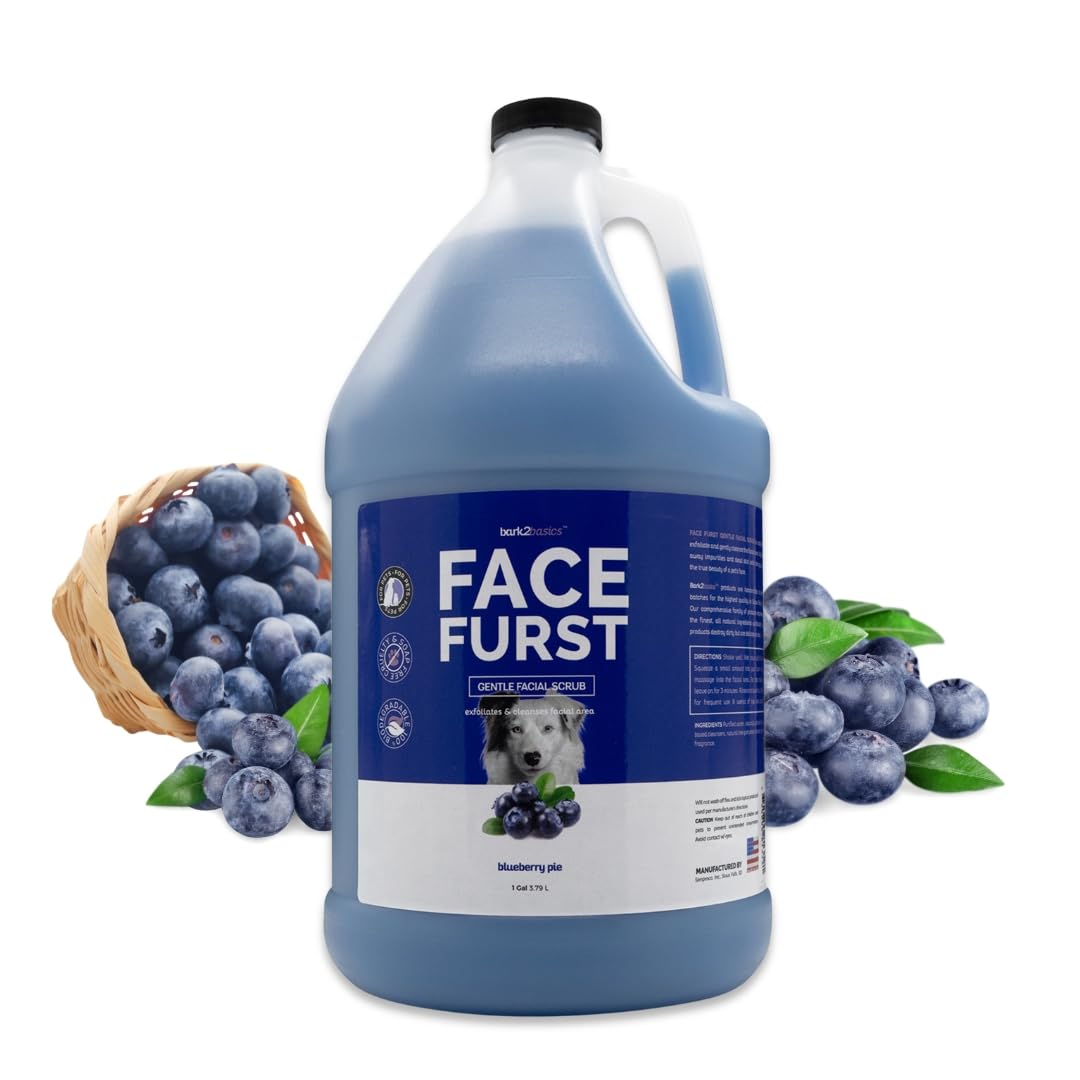 Bark2Basics Face Furst Scrub Dog Shampoo | 1 Gallon, Exfoliates and Gently Cleans Facial Area, Helps Remove Tear Stains, Washes Away Impurities and Dead Skin Cells, Soap and Cruelty Free