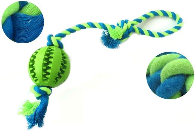 WeTest Dog Chew Ball Interactive Toys, Dog Cleans Teeth Training Balls on Cotton Rope For Small Medium Dogs (Green) (LJ-ZLK-112802)