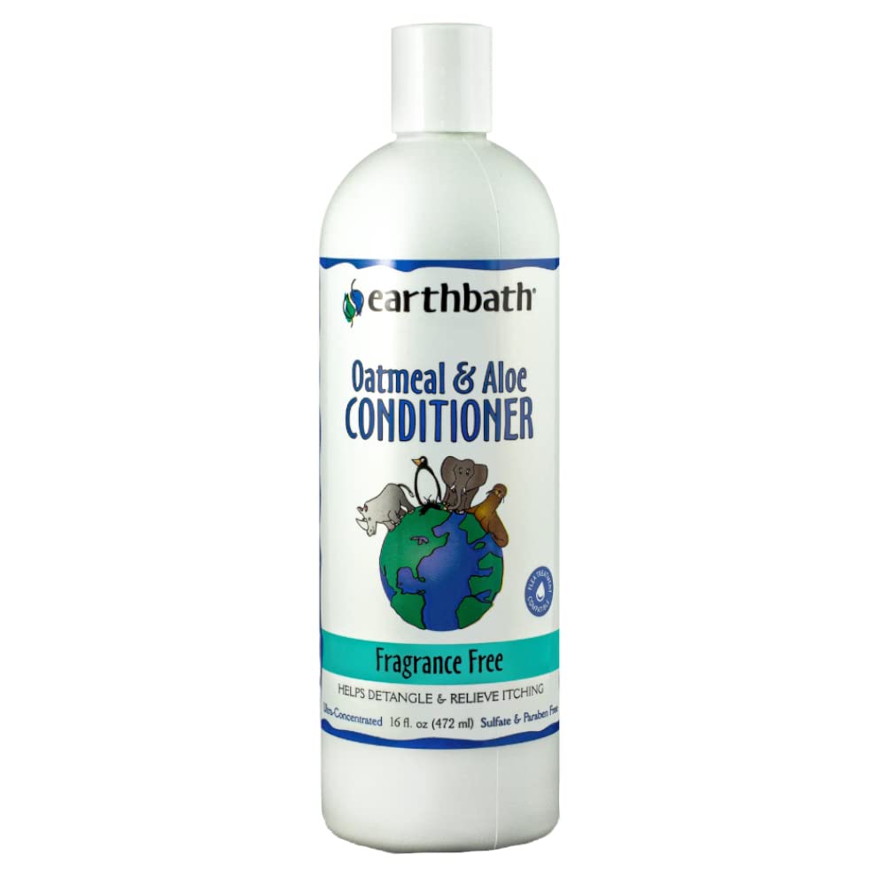 earthbath Oatmeal & Aloe Dog Conditioner- Helps Allergies, Itching, & Dry Skin, Cruelty-Free Pet Conditioners, Fragrance-Free Dog Wash- 16 oz (1 Pack)