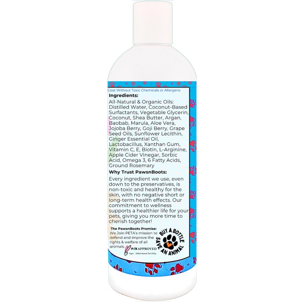 Deshedding Conditioner Omega Fatty Acids 3 6 9. Real Argan Oils All-Natural, Organic, & Non-Toxic to Pets Condition, Hydrate, & Nourish the Coat. Hypoallergenic, Tearless, Control Odor Made in USA 16oz Ginger