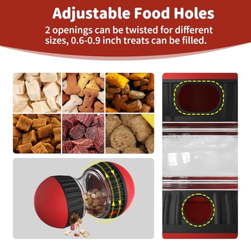 JoyBruko Interactive Dog Treat Puzzle Toys, Treat Dispensing Dog Enrichment Toys to Keep Them Busy, Adjustable Puppy Puzzle Feeder for Smart Dogs, Cognitive Toy for Small Medium Large Breed, Red