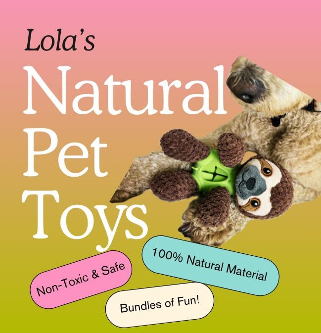 EcoFurball Eco Dog Toy - Plush Rubber Ball Squeaker Toy (Brown Sloth)