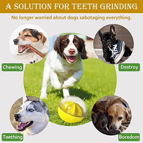 Kubatis Dog Toys - Interactive Puzzle Feeder Balls for Large Dogs, Funny Squeaky Toys for Chewers (Yellow)