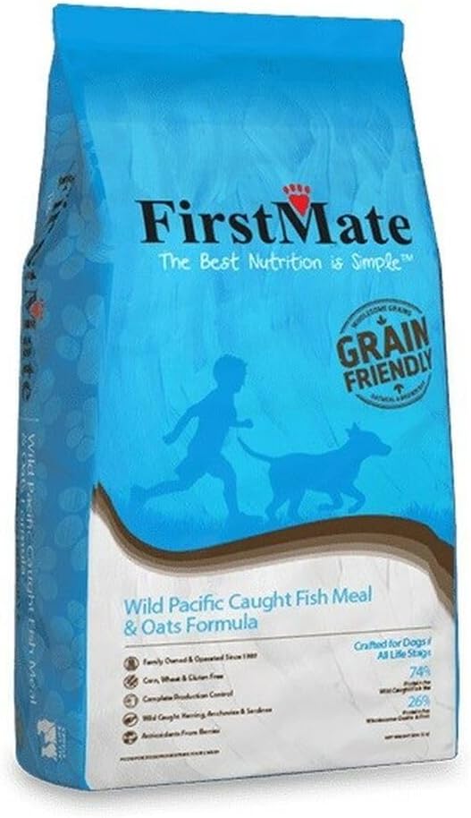 FirstMate Wild Pacific Caught Fish and Oats Formula, 5 Pound Grain Friendly Diet for Dogs