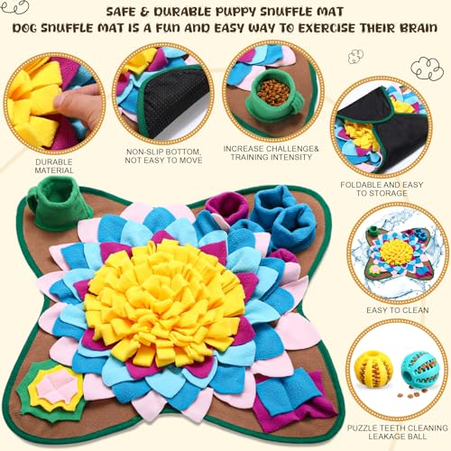 Ankilo Snuffle Mat for Dogs, 32 x 20 inch for Medium & Large, Portable & Compact Dog Puzzle Toy for Stress Relief, Reduces Fast Eating, with Anti-Slip Botton