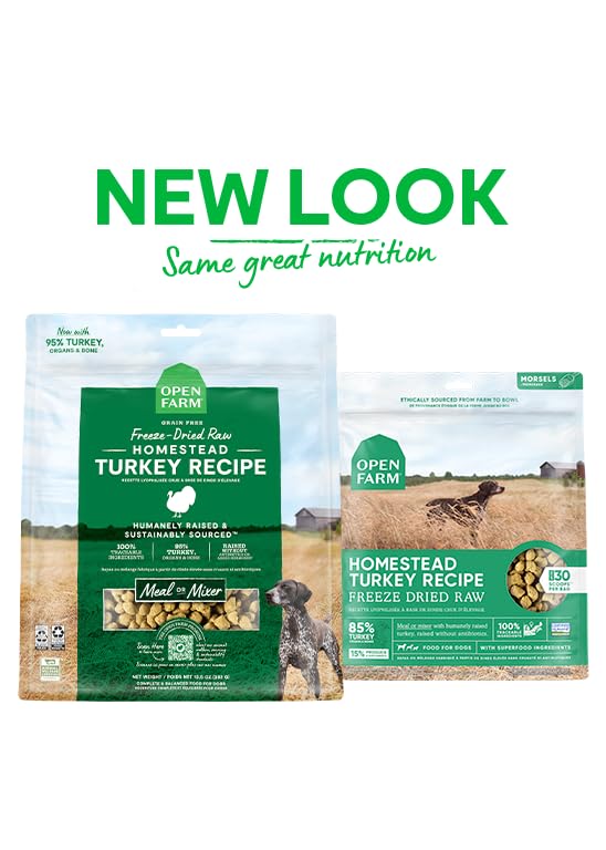 Open Farm Freeze Dried Raw Dog Food, Humanely Raised Meat Recipe with Non-GMO Superfoods and No Artificial Flavors or Preservatives (3.5 Ounce (Pack of 1), Homestead Turkey Recipe)
