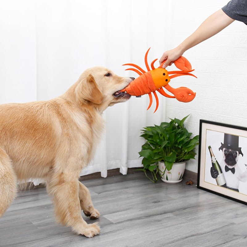 NOLITOY Lobster Dog Snuffle Toy, Interactive Pet Cute Squeaky Puppy Chew Toy for Small Middle Big Dog