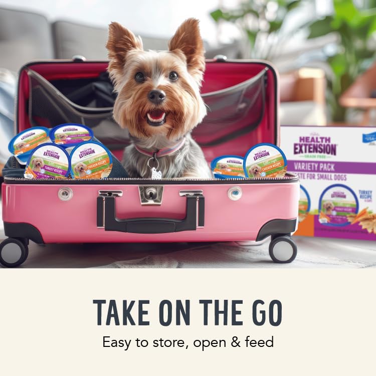 Health Extension Little Cups Grain-Free Wet Dog Food, Small Breed - Variety Box (6 Chicken/6 Turkey) 3.5 oz - Easy to Digest, Ideal for Picky Eaters (Case of 12 Cups)