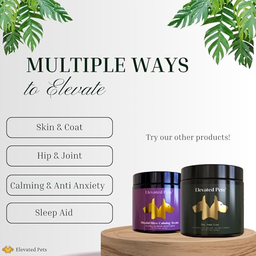 Elevated Pets Calming Dog Treats for Anxiety Relief – Melatonin, Chamomile & L-Theanine | Sleep & Stress Support for Travel, Thunder, Barking