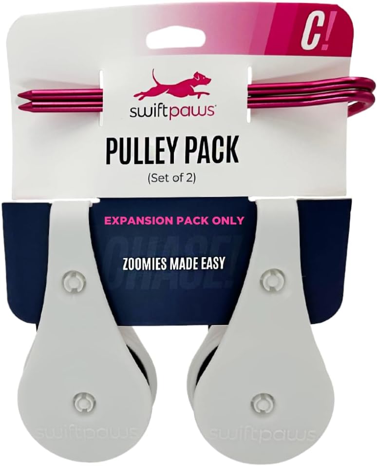 Swift Paws - Field Pulley Set - Expansion Accessory for Home Lure Course Kits Only - Add-On for Interactive Dog Chase Toy - Easy Line Installation - Expansion Pack of 2