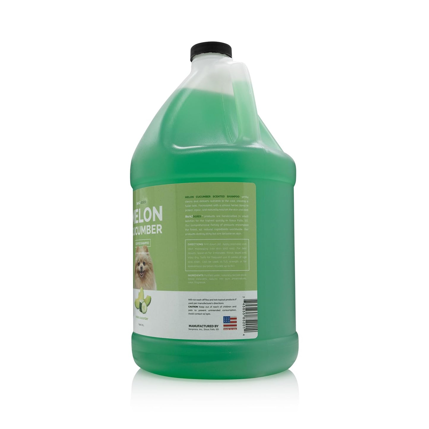 Bark2Basics Melon Cucumber Dog Shampoo, 1 Gallon - Unique Herbal Blend, Professional Grade, Delivers Nutrients to Skin and Coat, Eliminates Smelly Pet Odors