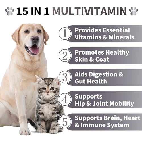 Best Buddy Multivitamin 15-in-1 Treats for Dogs, Complete Health Supplement Joint Support + Digestive Enzymes, Grain Free Dog Vitamins and Supplements for Skin & Coat (Bacon/Pork, 225g)