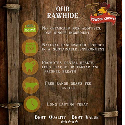 Cowdog Chews Natural Rawhide Chips – Premium Long-Lasting Dog Treats with Thick Cut Beef Hides (5 Lb)