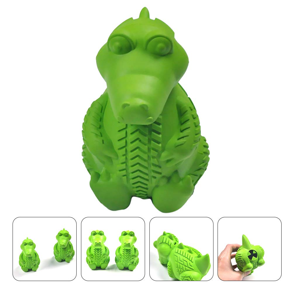 TEHAUX Rubber Pet Teething Toy, Dog Chew Toy for Teeth Cleaning Care - Interactive Treat Dispenser for Puppies Small Dogs - & Teething Relief Green 3X3X4.7 Inches