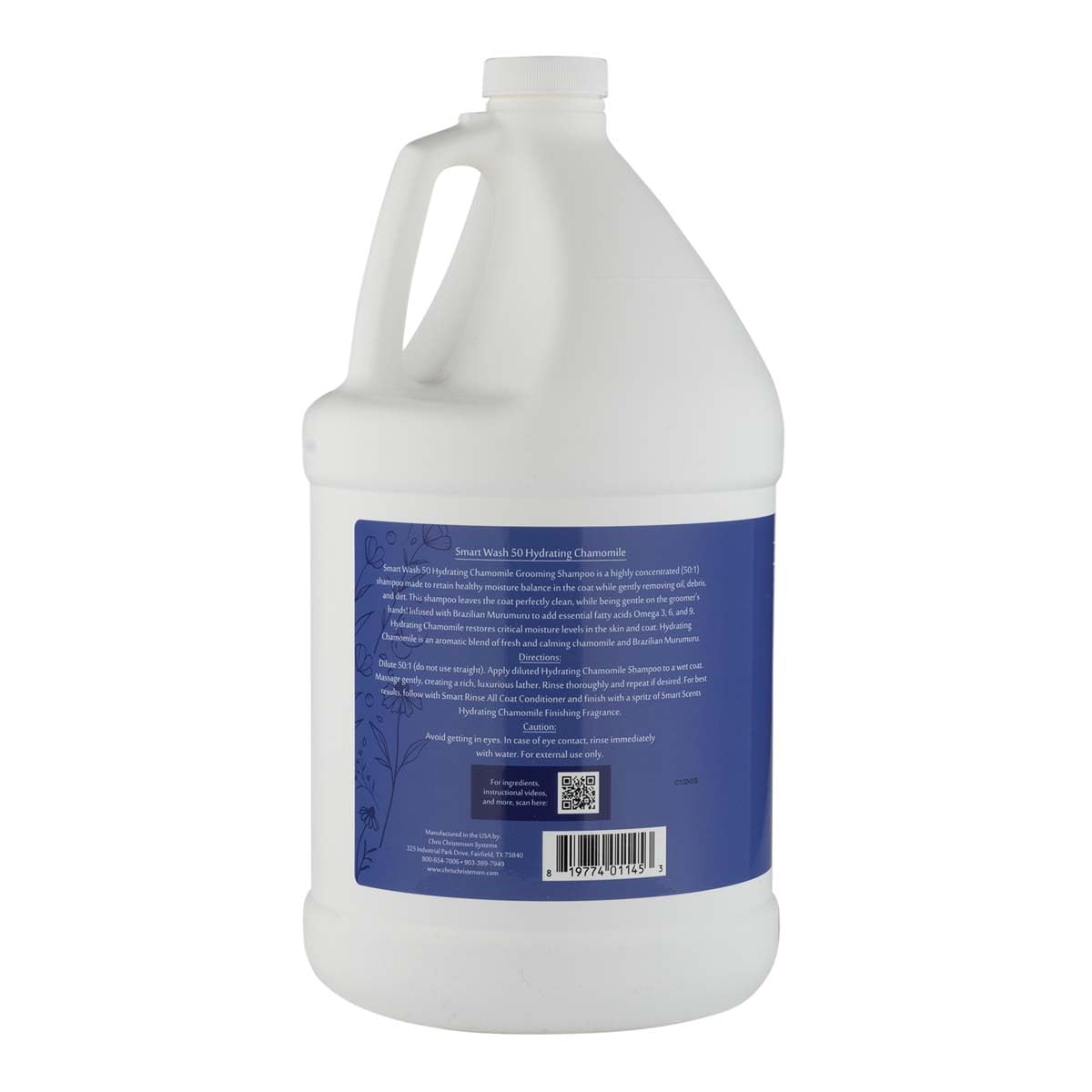 Chris Christensen SmartWash50 Hydrating Chamomile Ultra Concentrated Dog Shampoo, Makes up to 50 Bottles Groom Like Professional, Delightfully Fragranced Suitable for All Coats Made in The USA, 1 Gal