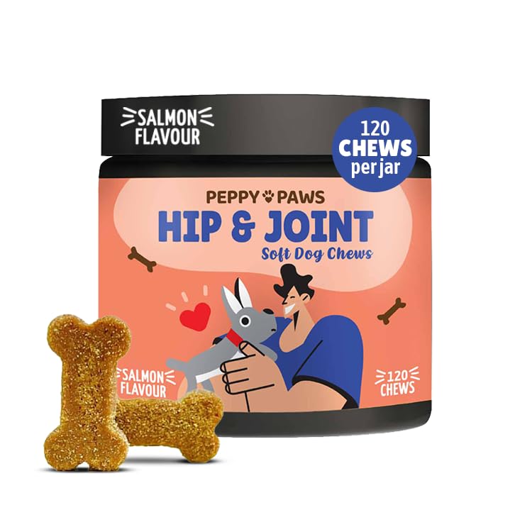 Peppy Paws Hip & Joint Supplement for Dogs – 120 Soft Chews | Glucosamine, Chondroitin, MSM, Turmeric | for Health Bone, Joint Pain Relief & Flexibility Support | Natural, Non-GMO | for All Dog Breeds