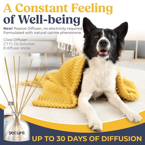 SecureDog Calming Diffuser for Supporting Calm and Well-Being to Help Relieve Any Feeling of Anxiety or Stress, Dog Pheromone Passive Stick Diffuser Home Starter Kit