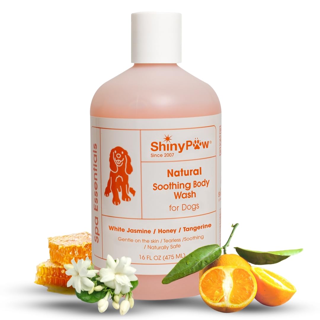 Jasmine & Honey Spa Body Wash for Dogs by Shiny Paw 16 oz | Dog Itchy Skin Relief & Aging Coat | Hypoallergenic Dog Shampoo for Smelly Dogs | Made in USA