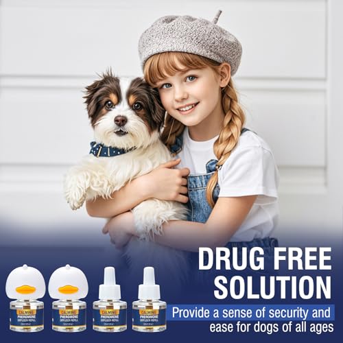 LKBHGF Dog Calming Pheromones Diffuser 6 in 1 Kit Appeasing Pheromone Diffuser to Calm (2 Plug in+4 Pack 48ml Refill) for Anxiety Relief Reduce Aggression Fighting Barking Stress 120 Day Supply