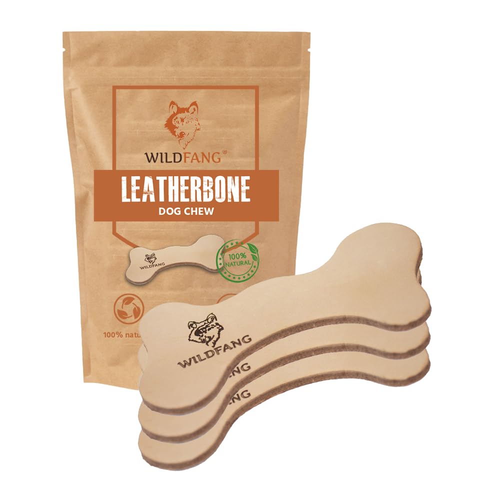 Wildfang® Leather Dog Toy, Small - Leather Bone for Teething Dog, Dental Toys for Puppies, Puppy Chew Bones for Light or Medium Chewers (for Dogs Under 22 lbs), Pack of 3
