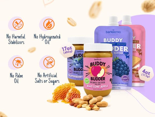 Ruff Ruff Raw + Pumpkin Pup Buddy BUDDER, Natural Peanut Butter for Dogs, Made in USA (Set of 2/ 17oz Jars)