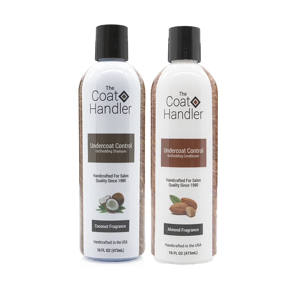 The Coat Handler Undercoat Control deShedding Dog Shampoo and Conditioner Bundle, 16 oz - Combats and Reduces Shedding, Undercoat Removal, Omega 3 & 6 Rich, Vitamin E Strengthens The Hair Follicle
