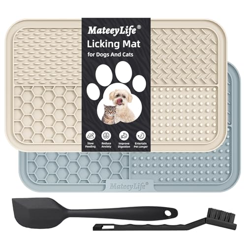 MateeyLife 2PCS Large Lick Mat for Dogs with Suction Cups, Slow Feeder Bowls, Cat Lick Mat for Anxiety Relief, Dog Toys to Keep Them Busy, Enrichment Toys for Bathing, Cat Licking Pad for Boredom