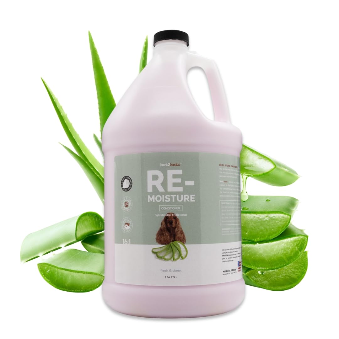 Bark 2 Basics Re-Moisture Dog Conditioner, 1 Gallon | Aloe Vera Infused, Adds Moisture, Hydrates Dry Itchy Skin, Sensitive Skin or Allergies, Professional, Aids in DeShedding
