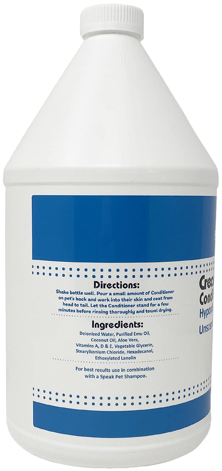 Speak Pet Products Natural Hypoallergenic Unscented Dog Cream Rinse Conditioner Refill with Pump, 1 Gallon