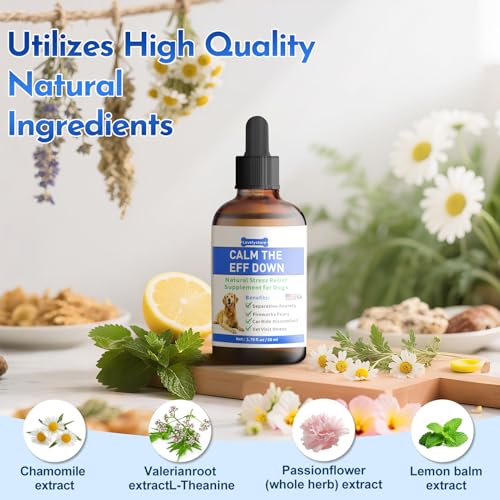 LovelyStore 1.76 Fl Oz Calm The Eff Down for Dog - Stress Relief Supplement for Dogs Natural Dog Calming Anxiety Relief for All Life Stages and Breeds - Calm Down Calming Drops for Dogs