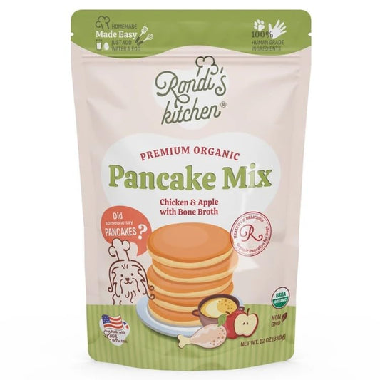 Rondi's Kitchen Pancake Mix for Dogs - Premium All-Natural & Organic Dog Treats, Healthy Dog Snacks for All Ages & Sizes, Made with Human-Grade Ingredients - Chicken & Apple