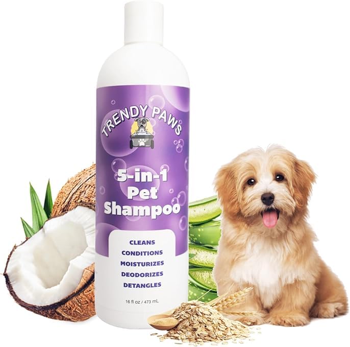 5-in-1 Dog Shampoo & Conditioner: Cleans, Conditions, moisturizes, deodorizes, detangles. 98.25% from Natural Sources. Eco-Friendly, Light Citrus Scent. 16 oz.
