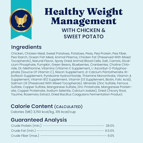 Solid Gold Healthy Weight Management Dry Dog Food for Adult & Senior Dogs - Real Chicken, Probiotics & Omega 3 Fish - Grain Free Dry Dog Food for Healthy Weight & Gut Health - Nutrientboost – 22LB